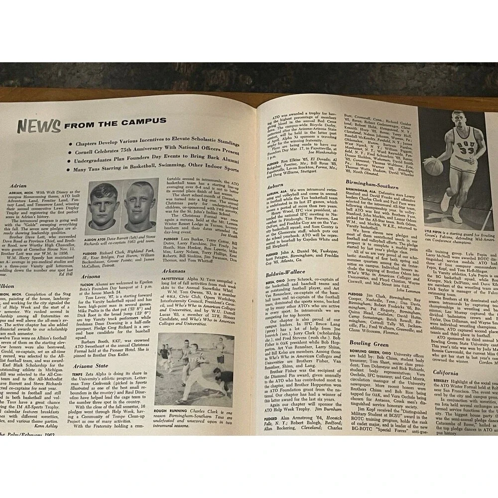 Vintage 1963 Alpha Tau Omega ATO The Palm Fraternity Magazine